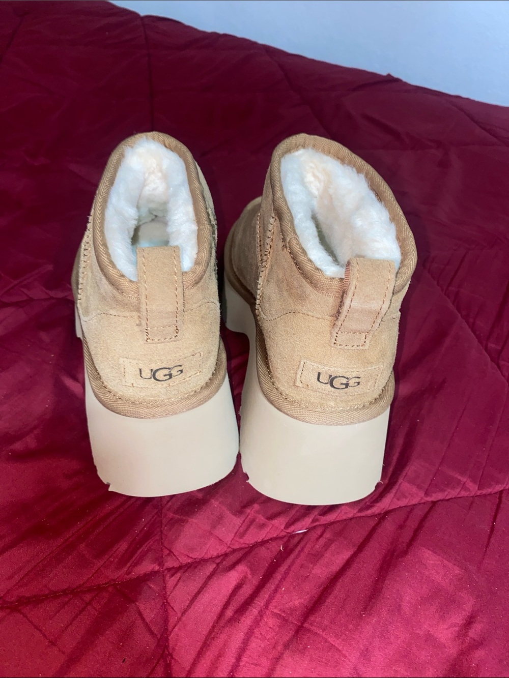 UGG Chestnut Tan Suede Shearling Slip-On Booties - Picture 1 of 4